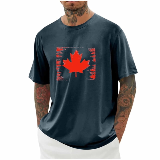 Styesk T-Shirts pour Homme Imprimé Col Rond Décontracté Mode Manches Courtes Chemisiers Col Rond Chemises