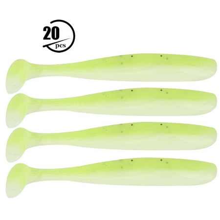 20PCS 7.5cm Soft Plastic Fishing Lures t tail Grub Worm Baits Fish Tackle Accessory