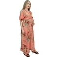 thumbnail image 5 of Bimba Moms Salmon Floral Printed Kaftan With Belt Maternity Maxi Dress-24, 5 of 6