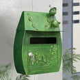 thumbnail image 3 of GUOOL Wall Mount Mailbox Locking Outdoor Retro Vertical Iron Art Letter Box Green, 3 of 9