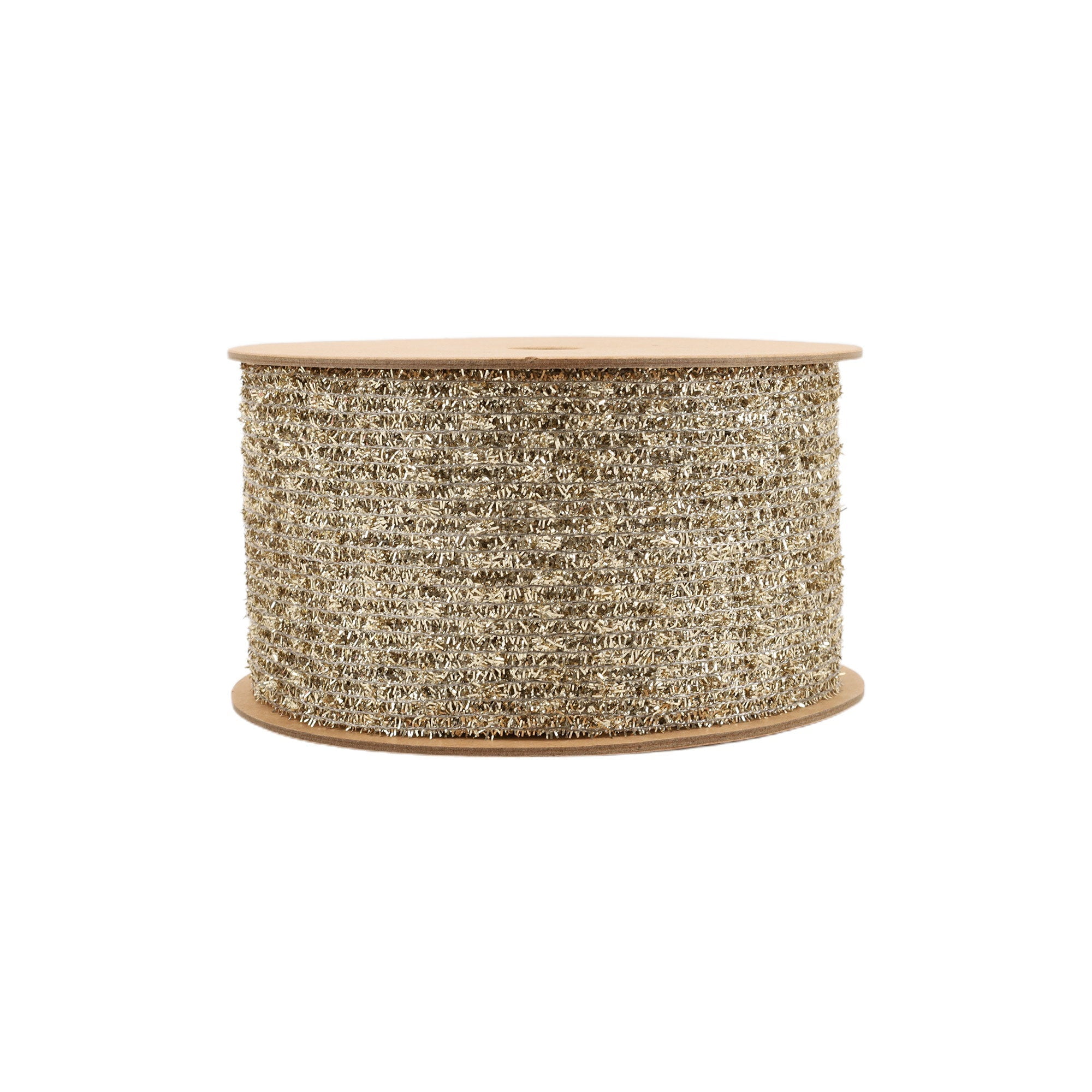 LaRibbons 6" Wired Ribbon, Gold Stretch Tinsel Netting, 10 Yard Roll