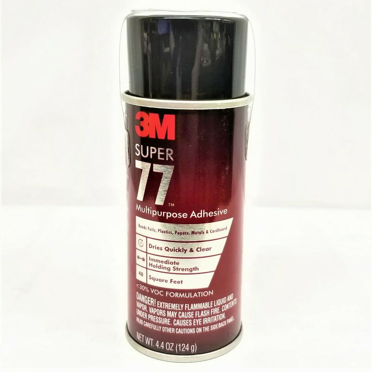 3M Super 77 Multipurpose Permanent Spray Adhesive Glue, Paper, Cardboard,  Fabric, Plastic, Metal, Wood, Net Wt 13.44 oz: : Industrial &  Scientific