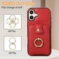 thumbnail image 3 of Decase Wallet Case for iPhone 16 Plus 6.7" - 360° Flip Ring Kickstand Leather Case Card Slot Shockproof Cash Pocket RFID Blocking Full Protect Cover for iPhone 16 Plus 6.7",Red, 3 of 8