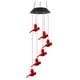 thumbnail image 2 of Luces de campanillas solares de colibrí al aire libre | LED rojo cambiando de color, decoración colgante solar para patio, jardín | 29" impermeable, batería de 600mAh, 100.000 horas de larga, 2 of 9