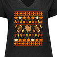 thumbnail image 4 of Inktastic Ugly Thanksgiving Sweater Design with Turkey and Football Women's Plus Size V-Neck T-Shirt, 4 of 5