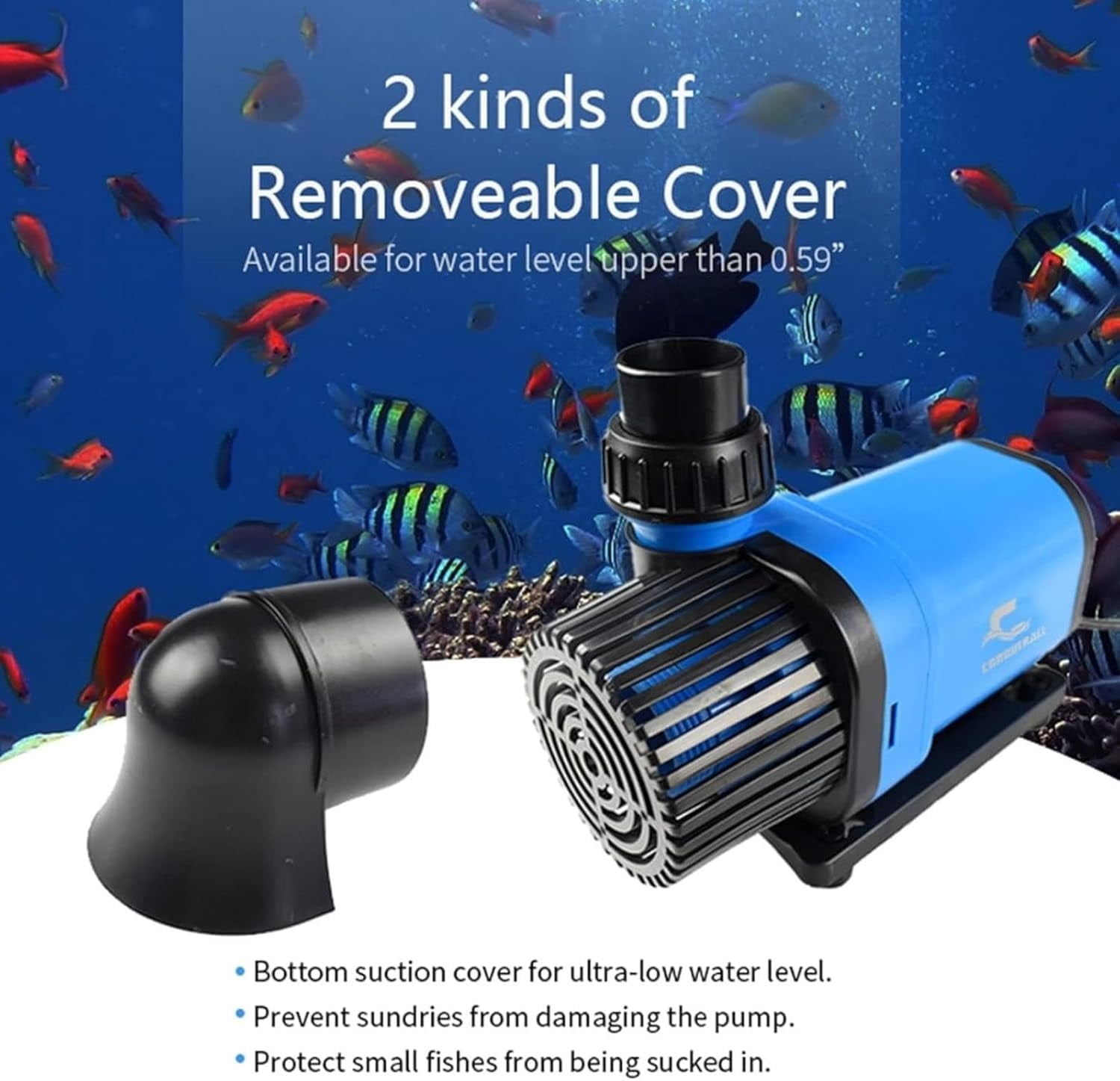 CONUERALL 90W 3690GPH Aquarium Return Pump 24V DC Water Pump Amphibious Design for Park waterfall Fish Tank Fountain Freshwater and Saltwater