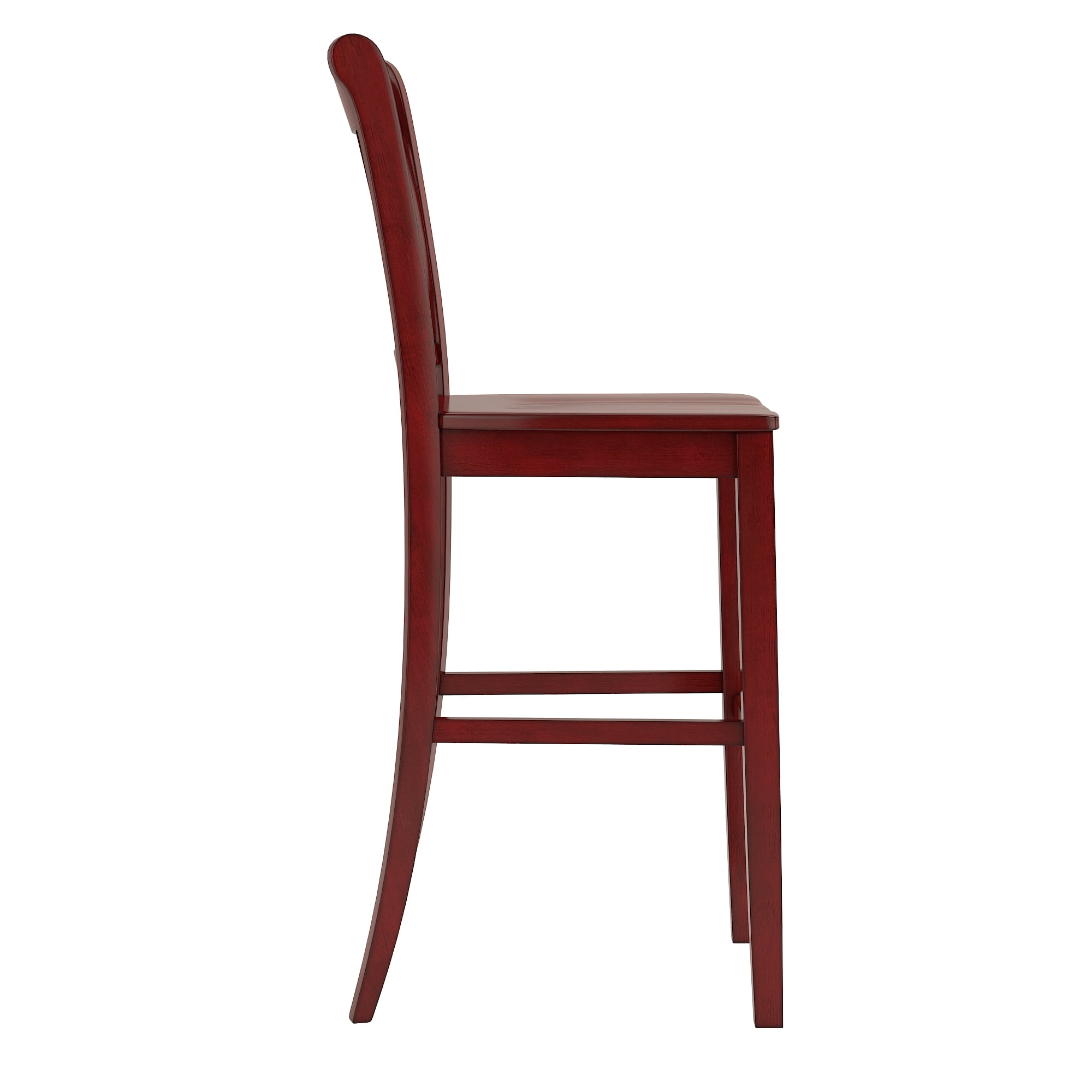 Weston Home Farmhouse Vintage Double X Solid Wood Bar Height Chair, Set of 2, Antique Red