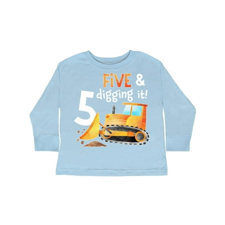 

Inktastic Five and Digging It Bulldozer 5th Birthday Gift Toddler Boy or Toddler Girl Long Sleeve T-Shirt