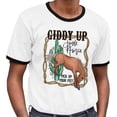 thumbnail image 2 of Giddy up Jingle Horse Ringer Tee Shirt Unisex Large White/Black, 2 of 5