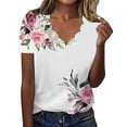 thumbnail image 2 of LVHAOGJOB Chemises à Manches Courtes pour Femmes Grandes Tailles Hauts Col Rond Vacances T-Shirt Doux Imprimé, 2 of 6