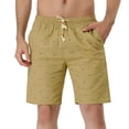 thumbnail image 2 of Pantalones cortos de plaestampados con bolsillos de cintuelástide baño de verano pahombre Caqui 32, 2 of 6