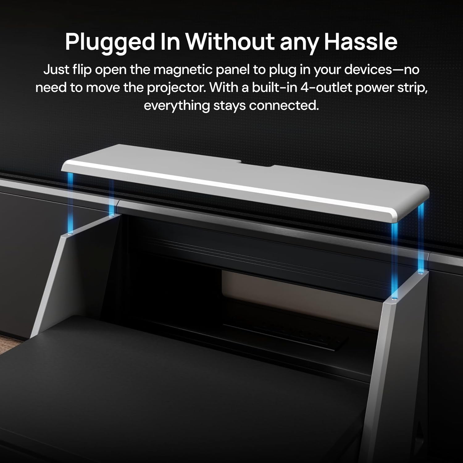 AWOL Vision RGB Glow Station 120" UST Projector Stand with RGB Lighting, Remote, Cable Management & 4-Outlet Power