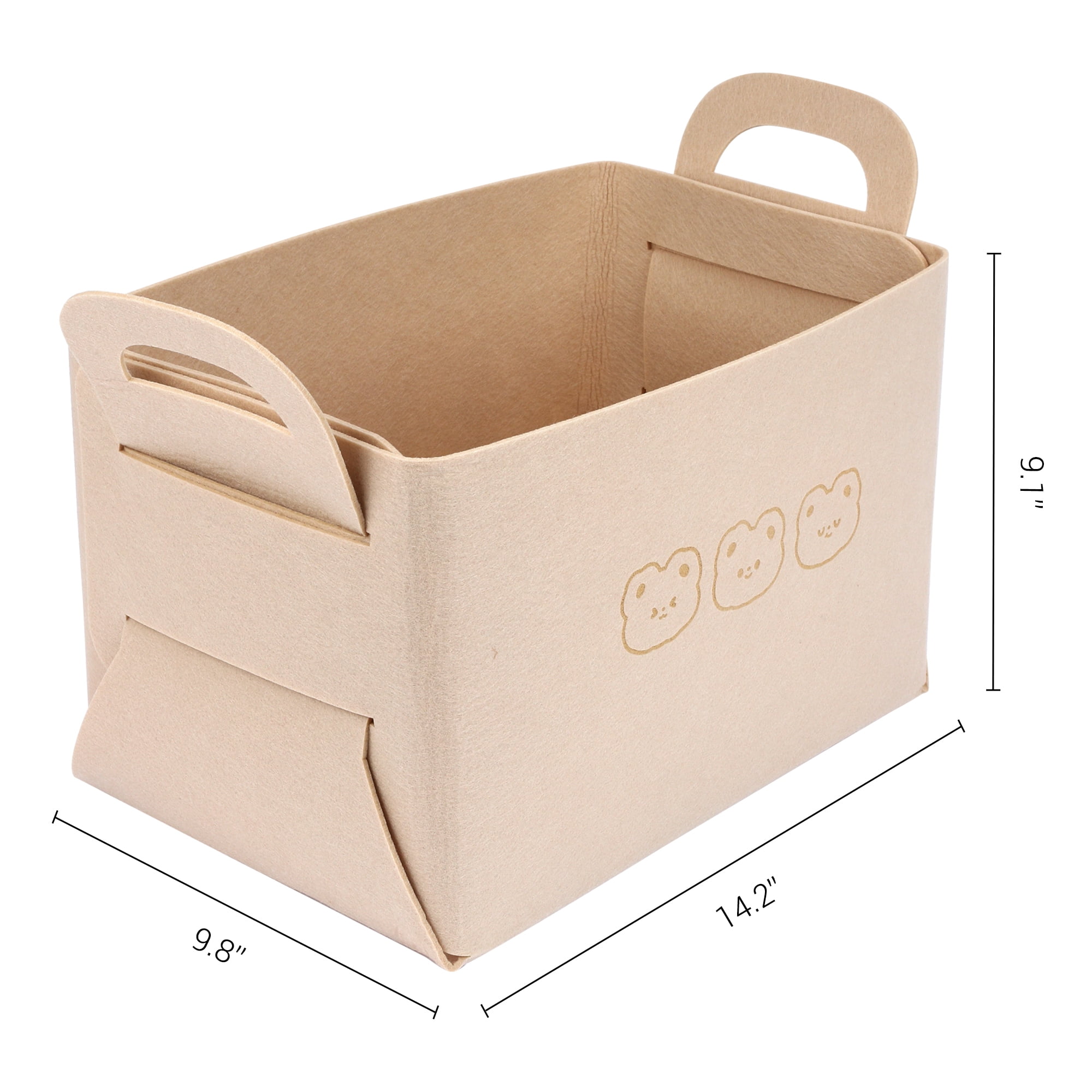 Unique Bargains 3 Pack Storage Cube with Handles Beige 14.2*9.8*9.1in