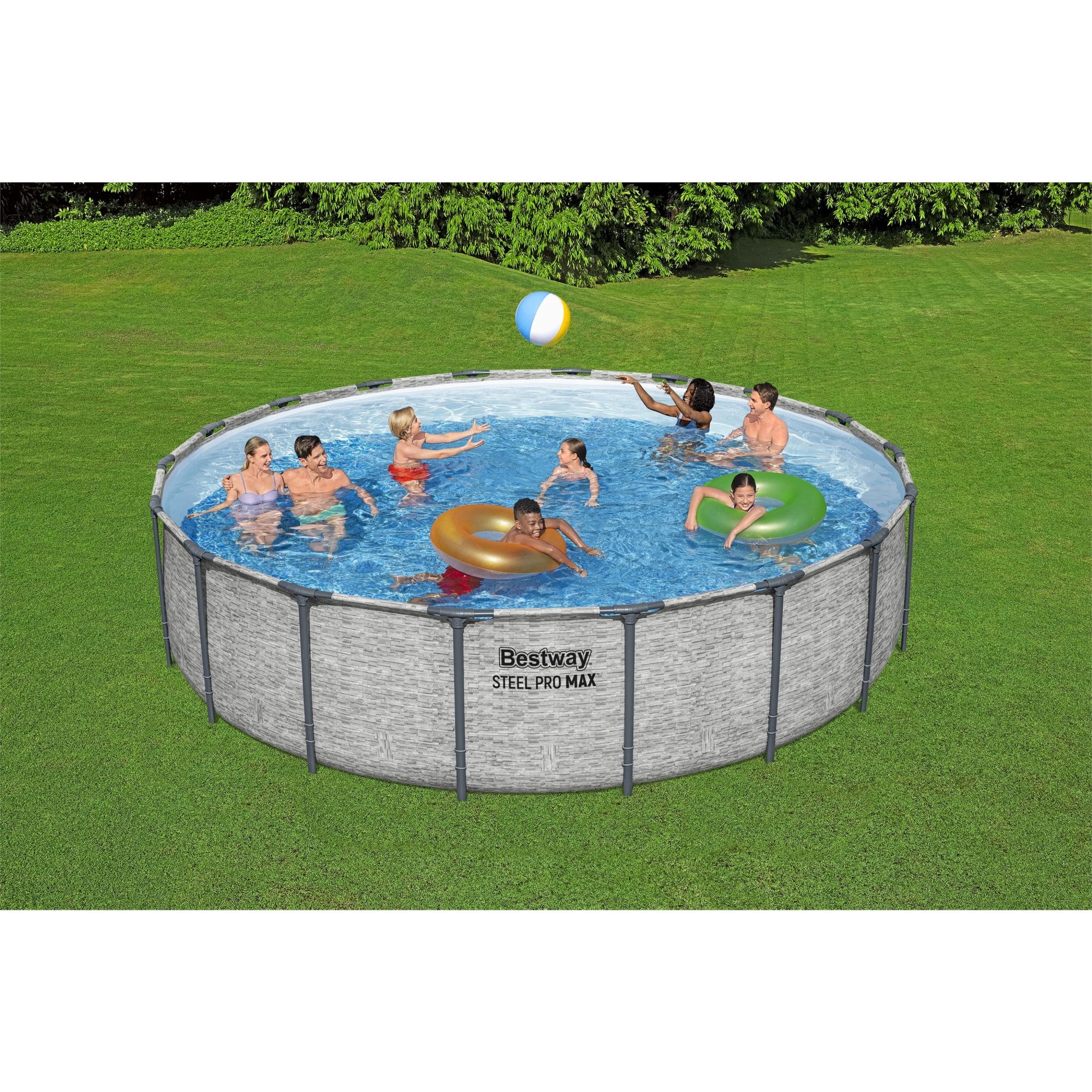 Bestway Steel Pro MAX 18' x 48" Metal Frame Above Ground Pool Set w/ Pump, Ladder, & Cover