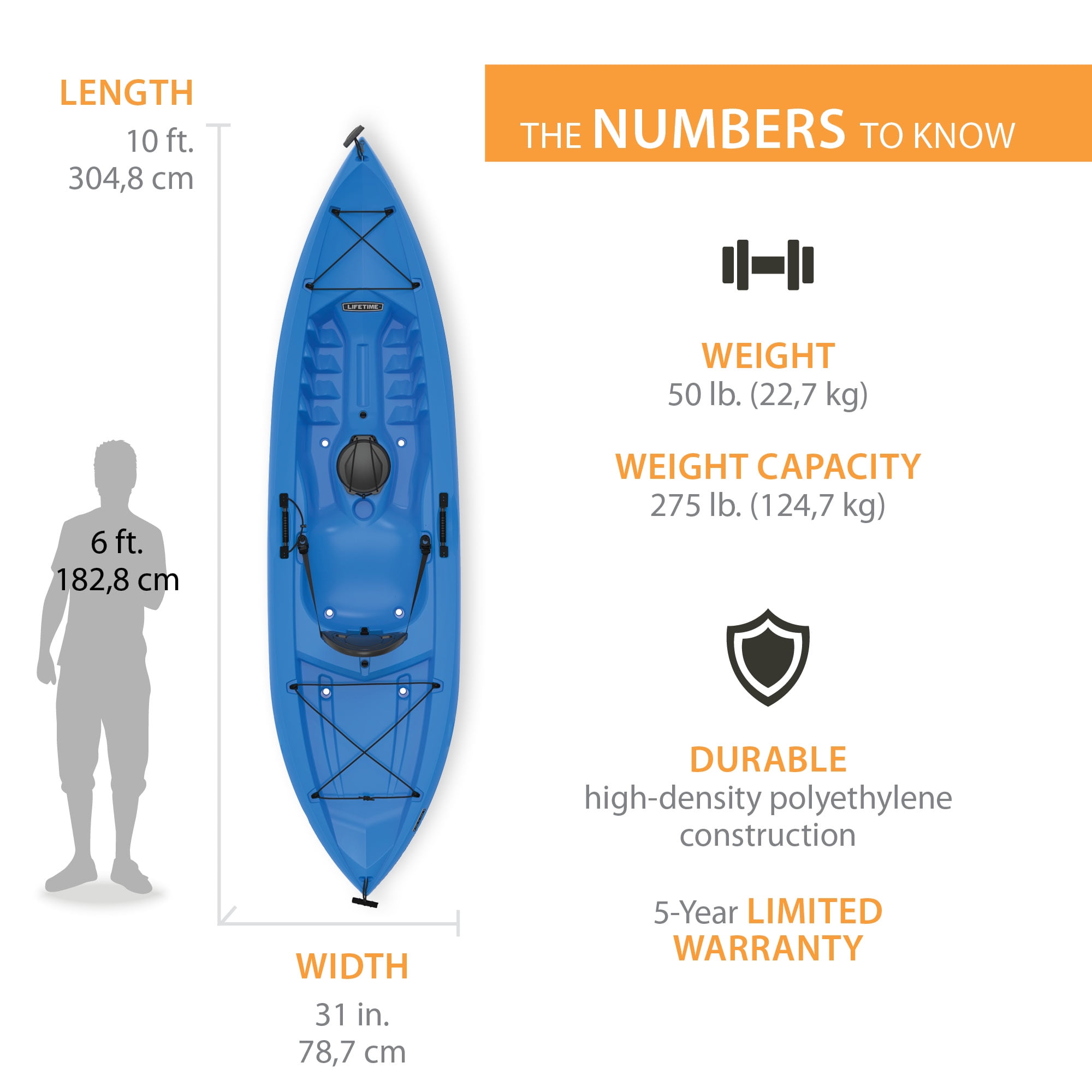 Lifetime Tamarack 10 ft Sit-On-Top Kayak with Paddle, Dragonfly Blue (91129)