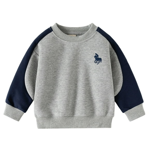 Byoo Toddler Boys Sweatshirt Color Block Crew Neck Pullover Top Casual Sports Sweatshirt