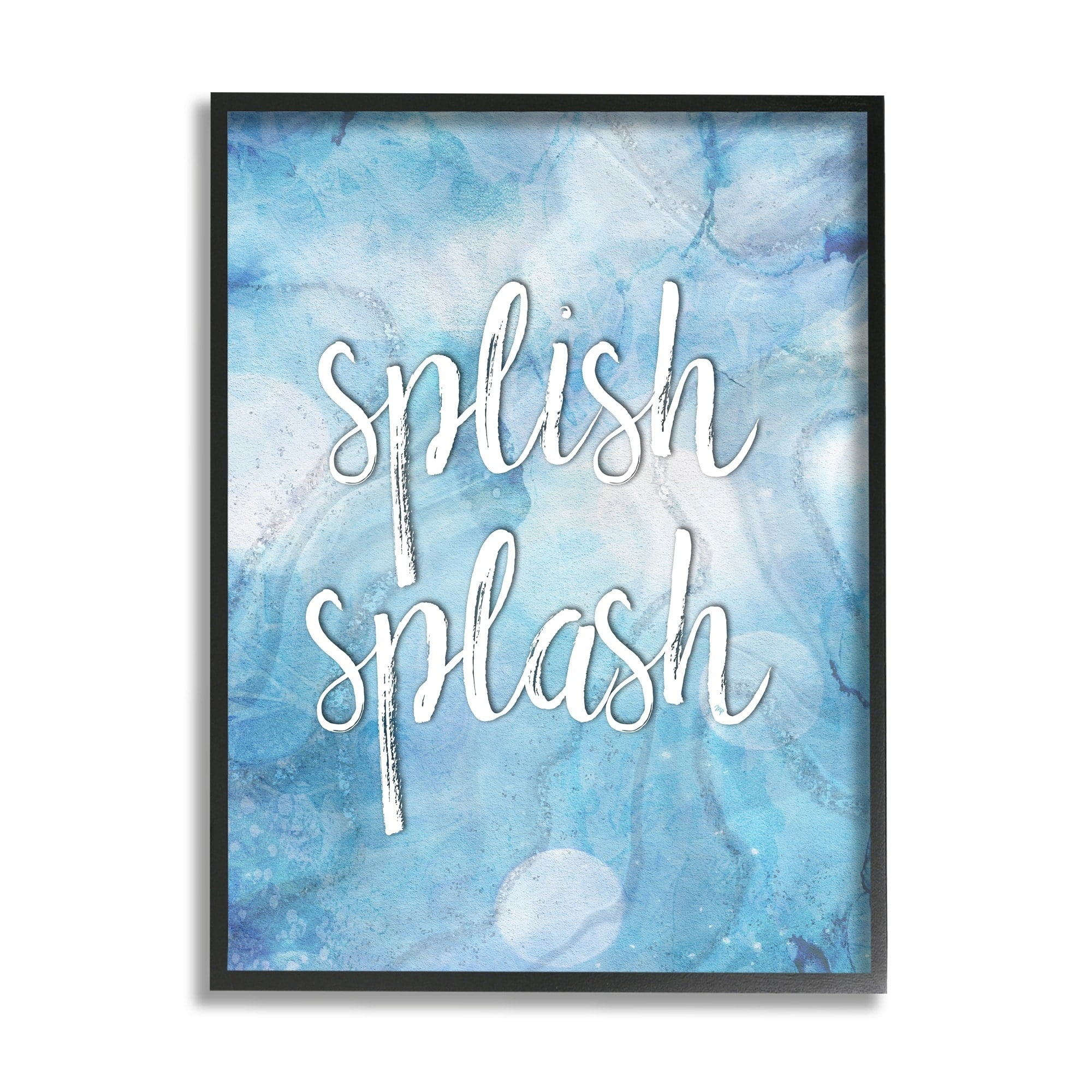 Stupell Industries Splish Splash Blue Bathroom Water Typography Painting Gray Framed Art Print Wall Art