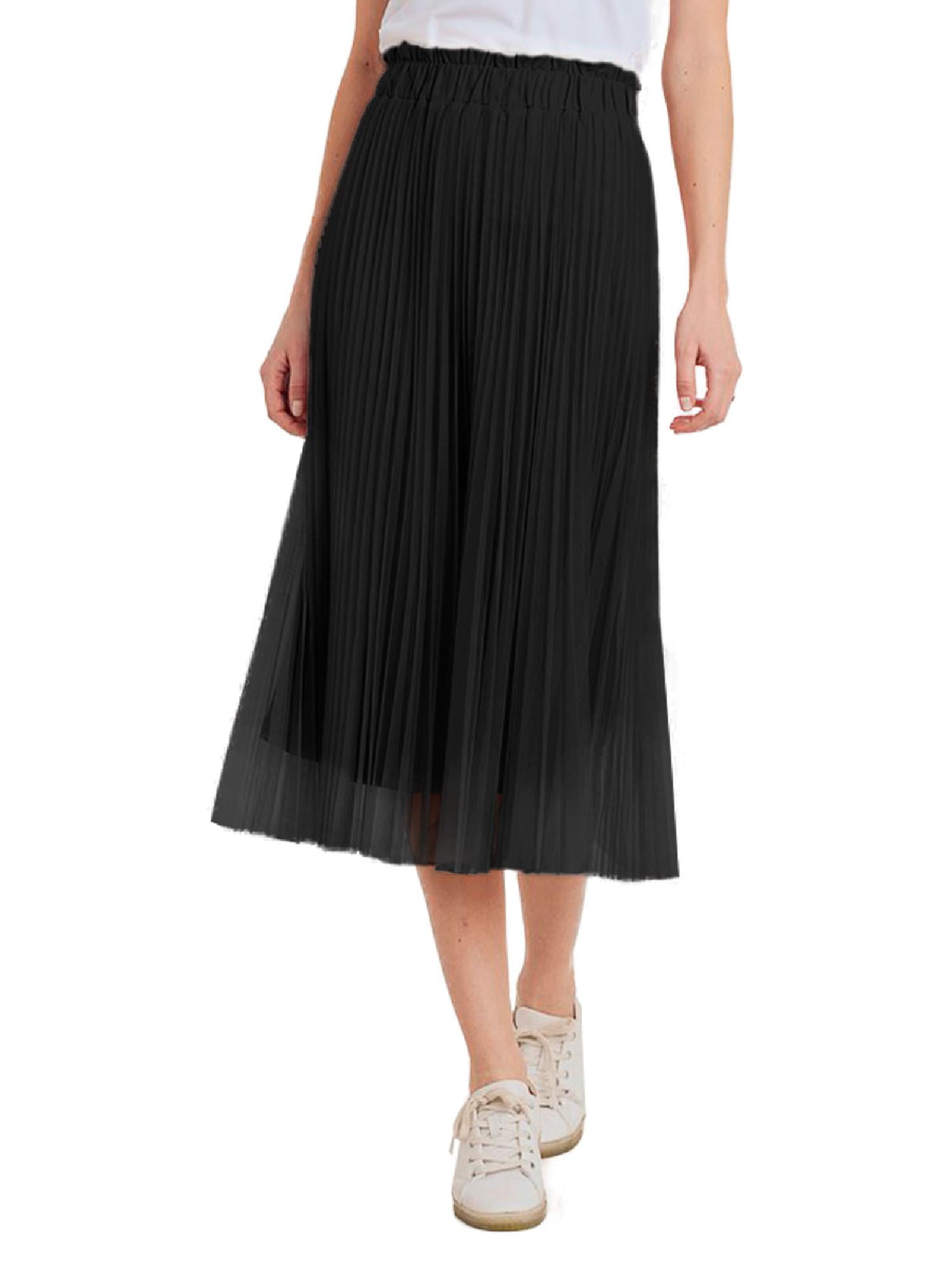 Made by Olivia Made by Olivia Women's Mid Waist Solid Pleated Skirt