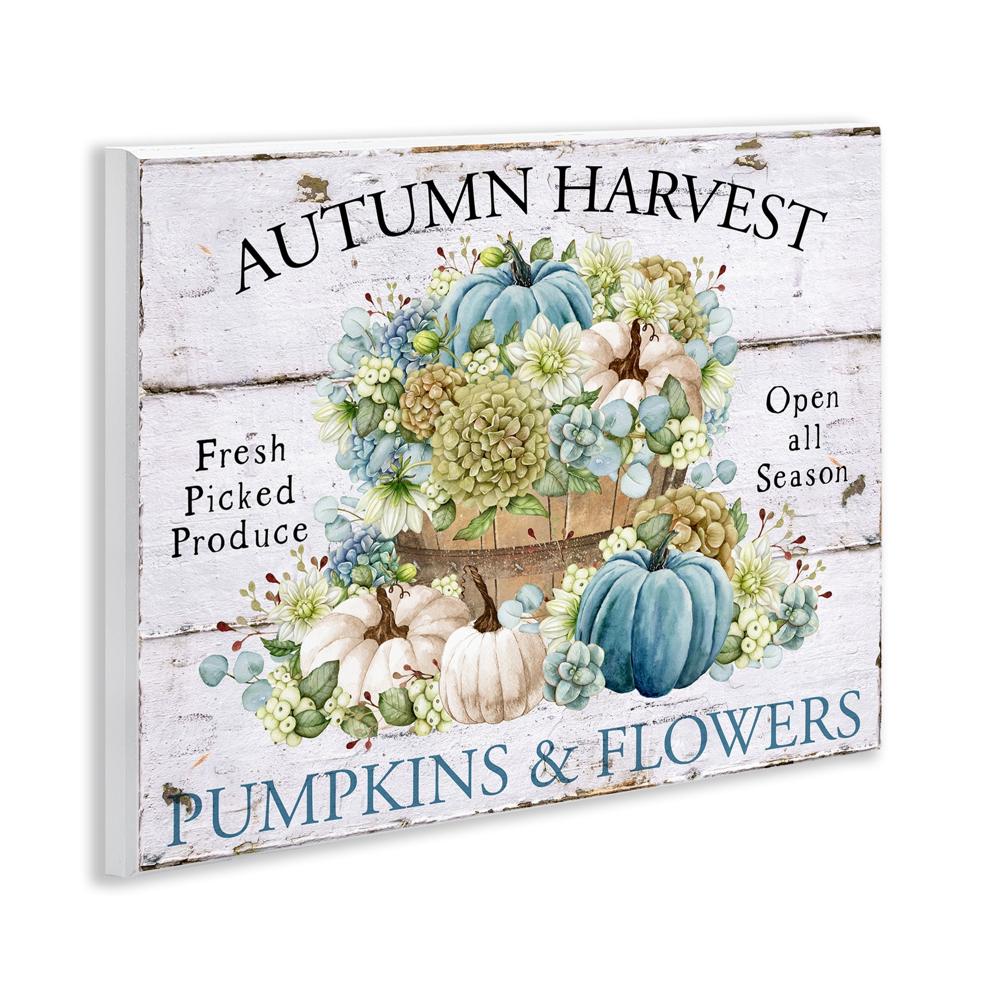 Stupell Industries Pumpkins & Flowers Harvest Holiday Painting Unframed Art Prints Wall Art, 14 x 11