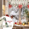 thumbnail image 5 of Christmas Floral Tie Up Valances Curtain, Red White Flowers Green Leaf Vintage Letter Adjustable Rod Pocket Short Window Treatment Tie Up Curtains Valances for Kitchen Living Room Bathroom 42x12 In, 5 of 9