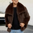 thumbnail image 4 of Mens Faux Fur Jacket Lapel Collar Fluffy Furry Coats Long Sleeve Open Front Outerwear Winter Warm Overcoat, 4 of 5