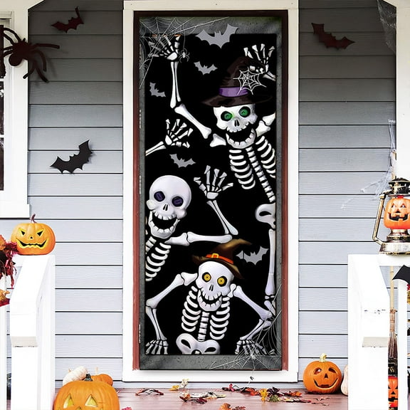Halloween Skull Door Cover, Halloween Decorations, LHA1784D - 36" x 96"