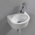 thumbnail image 4 of Wall Hung Basin Sink Small Cloakroom Basin Rectangle Ceramic Wash Basin Right Hand (Oval Sink Set (with Tap&Drain)), 4 of 4