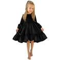 thumbnail image 2 of CHUOU Kids Little Girls Daily Dress Autumn Long Sleeve Solid Irregular Princess Dress Ruffle Casual Party Dresses Outfits Clothes, 2 of 5