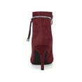 thumbnail image 4 of Unique Bargains Women's Bling Rhinestone Pointed Toe Stiletto Heels Ankle Boots Burgundy (Size 8), 4 of 8