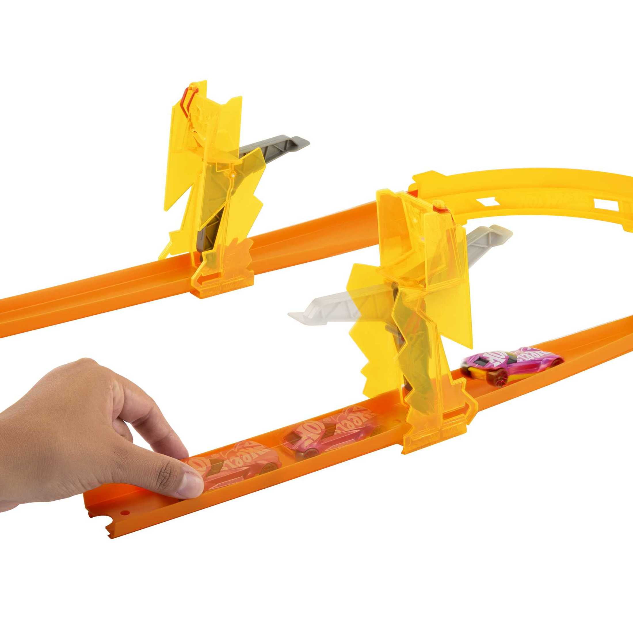 Hot Wheels Track Builder Lightning Boost Pack, Toy Car & Storage Container (12 Track Pieces)