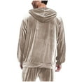 thumbnail image 7 of Kakii Men's Solid Color Velvet Tracksuit Set, Long Sleeve Hooded Sweatshirt & Jogger Pants Matching Outfit, Plush Loungewear Two-Piece, 7 of 7