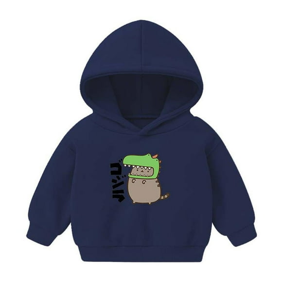 lcziwo Sweat à Capuche Dinosaure pour Fille Tout-Petit Automne Hiver Mignon Dessin Animé Chandails à Capuchon Enfants 2024 Polaire Chaud Preppy Pulls à Capuche pour 2-6T Bleu Foncé, 2-3 Ans