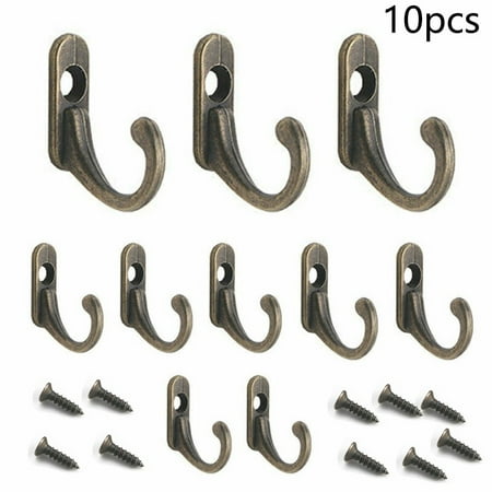 

10Pcs Antique Brass Wall Mount Hooks Key Holder Clothes Coat Rack Hanger Decor