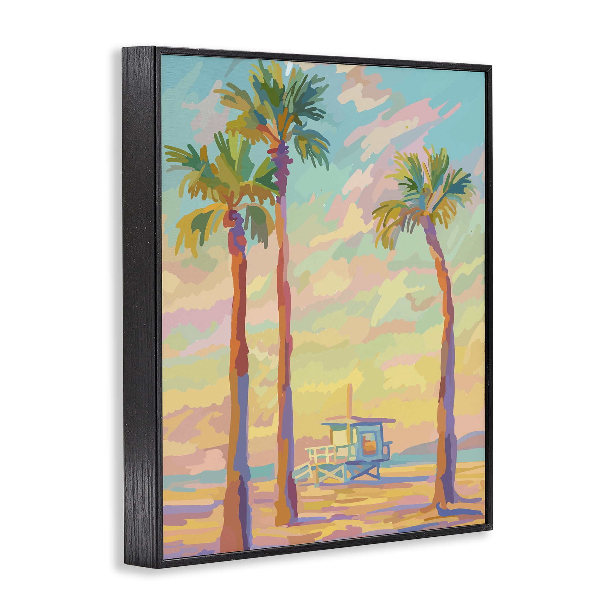 Stupell Industries Beachside Palms Abstraction Black Framed Giclee Art, design by Amelia Noyes