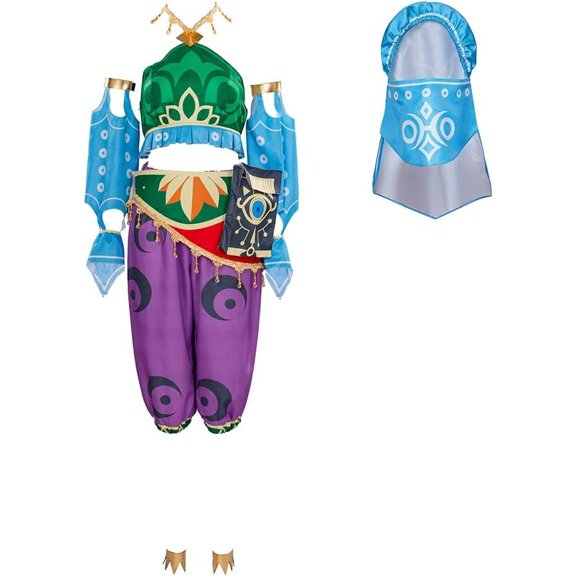 Women’s Link BOTW Gerudo Style Outfit – Full Clothing Set with Veil Accessories for Parties and Performances