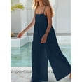 thumbnail image 6 of Jumpsuits for Women Spaghetti Strap Wide Leg Overalls Summer Rompers with Pockets Navy Blue S, 6 of 7