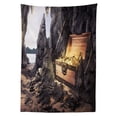 thumbnail image 3 of Ambesonne Fantasy Tablecloth Rectangular Table Cover, Treasure Chest in Cave, 60"x84", Charcoal Grey Amber, 3 of 4