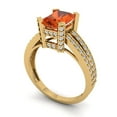 thumbnail image 2 of 2.45 ct Emerald Cut Simulated Red Diamond Solitaire with Accents Engagement Ring for Women in 18K Yellow Gold, 2 of 5