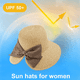 thumbnail image 4 of Circunferencia del sombrero 52-58 cm, sombrilla para mujer, sombrero de playa con lazo dividido, protector solar de viaje a la moda, sombrero de paja con borde grande, 4 of 5