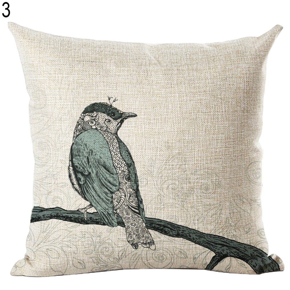 Yesbay Bird Pattern Throw Pillow Case Office Sofa Square Waist Cushion ...