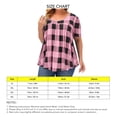 thumbnail image 5 of Camiseta de manga corta con estampado de cuello redondo para mujer, camiseta holgada informal a la moda con dibujo de cuadros para mujer, camiseta con cuello redondo rosa 4XL, 5 of 5