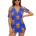 thumbnail image 1 of Tentacles Ruffle Short Sleeve T-Shirt Women's V Neck Print T Shirt Tops Tentacles Octopus Kraken Cthulhu Eldritch Horror, 1 of 4