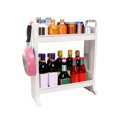 thumbnail image 4 of Estante de almacenamiento de 2 niveles, estante de pie para encimera con gancho, organizador multiusos para baño, cocina, dormitorio, 4 of 6