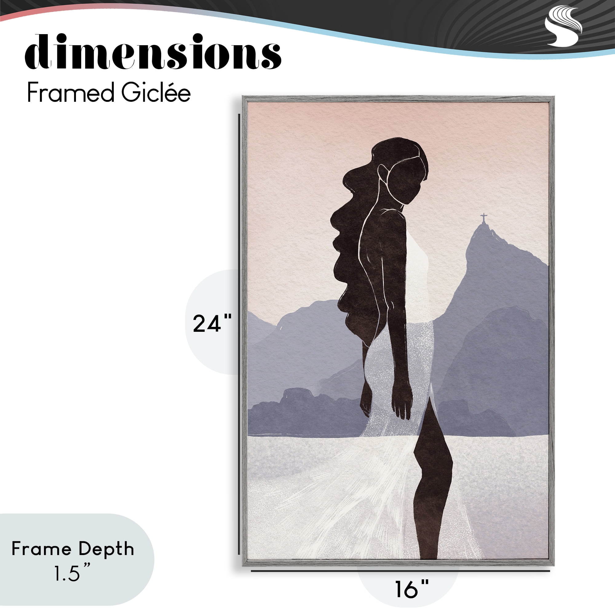 Stupell Industries Garota Silhouette Portrait Gray Framed Giclee Art, design by Yuyu Pont