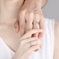 thumbnail image 4 of Couple Rings Sterling Silver Heart Shaped with Gem Inlays Adjustable Opening 925 Silver Purity Romantic Rings Holiday Gift for Her and Him Anniversary Jewelry, 4 of 6