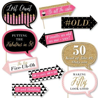 European Made Black And Gold 50th Birthday Decorations 50th Birthday Photo Booth Props By PartyGraphix Easy To Assemble 50th Anniversary Photo Booth Props Kit Includes 15 Pieces