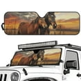 thumbnail image 2 of Uorisanigo Brown Horse Windshield Sun Shade for Jeep Foldable 1 Piece Car Sunshade for Jeep Wrangler TJ JK JKU 1997-2018, Front Window Shield Block UV Rays and Heat, 2 of 7