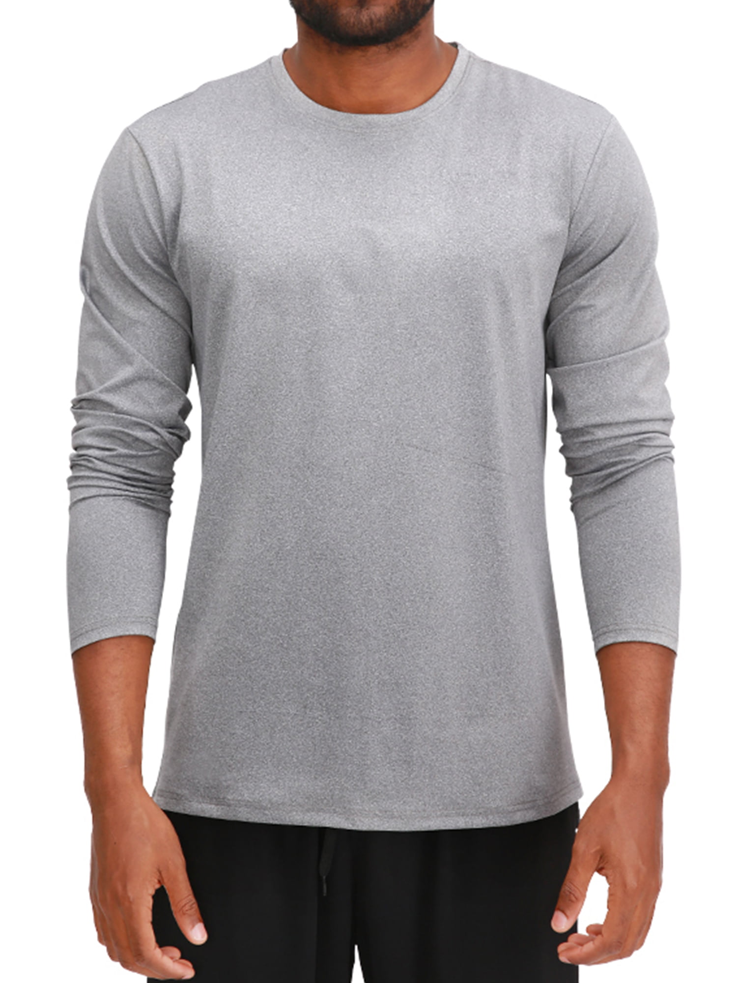 Men’s Crew Neck Dry-Fit Active Athletic T-Shirt Long Sleeve Workout ...