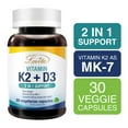 thumbnail image 2 of Lovita Vitamin K2 + D3, 400 IU Vegan Vitamin D3 & 120 mcg Vitamin K2 (MK-7), 2 in 1 Formula, Immune Vitamin Complex, Supports Your Heart, Teeth and Immune Function, 30 Vegetarian Capsules (Pack of 3), 2 of 5