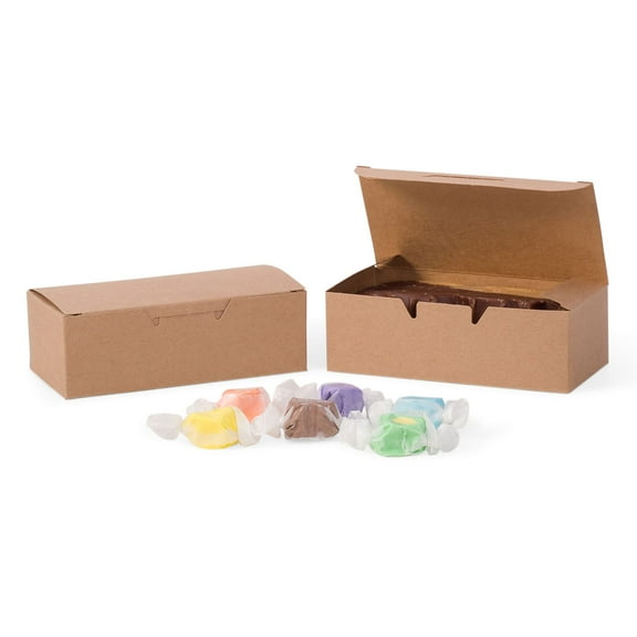 GoGoPak MADE IN USA-50 Boxes - Fillable (empty) 1/2 lb. Kraft Candy & Fudge Boxes - 5-1/2" x 2-3/4" x 1-3/4" - Food Safe